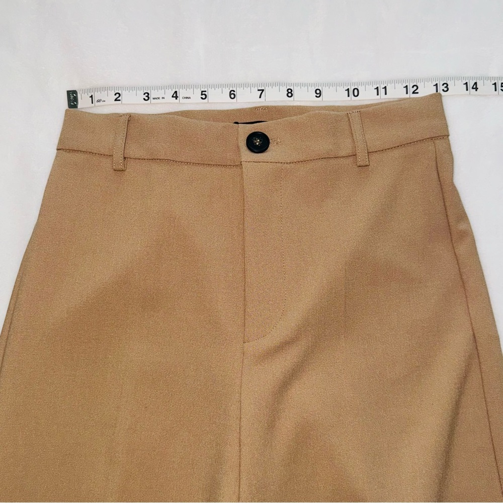 Zara Women’s High Waisted Wide Leg Full Length Dress Pants Size XS Tan - Picture 6 of 11